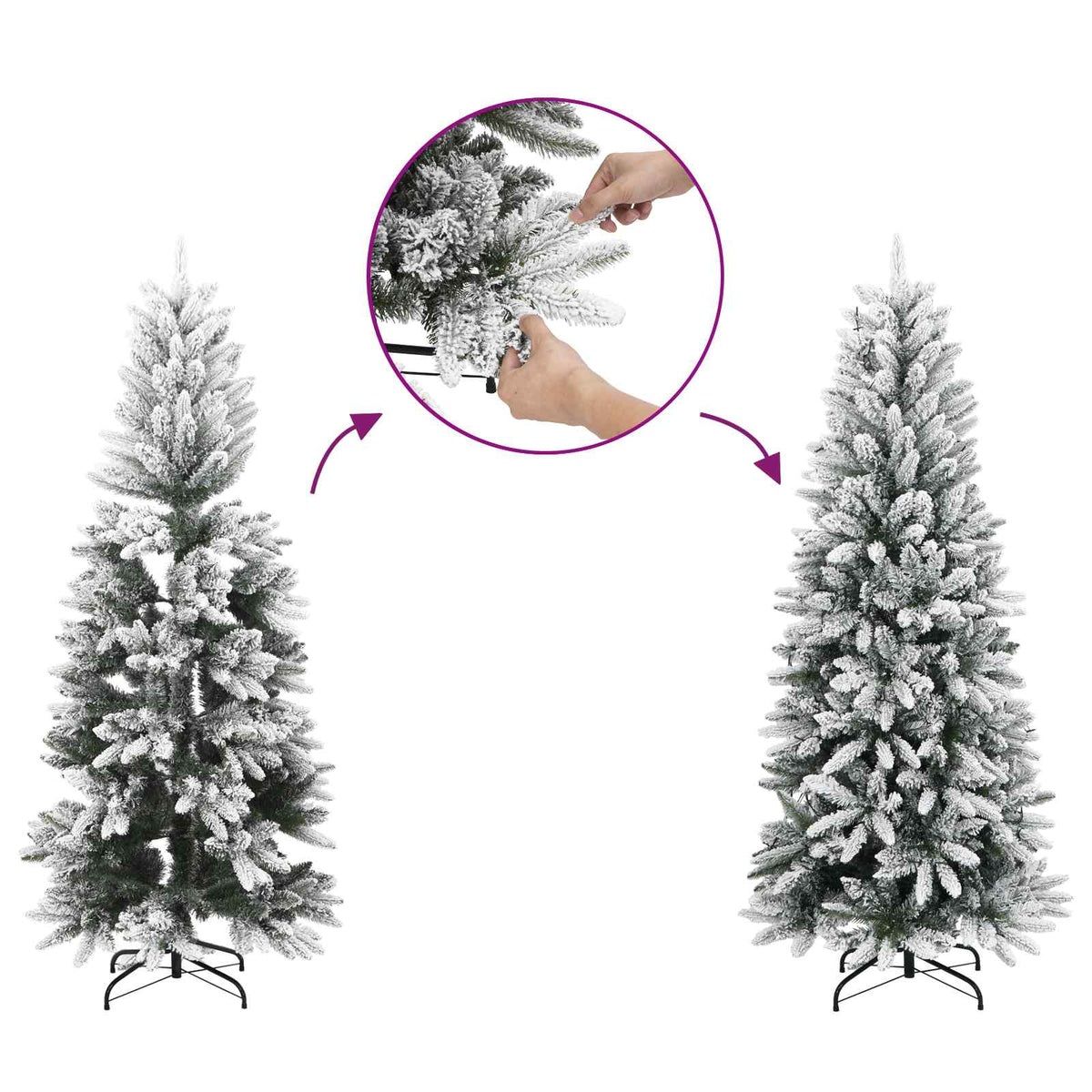 Kunstigt juletræ 150 LED'er PVC og Stål Hvid