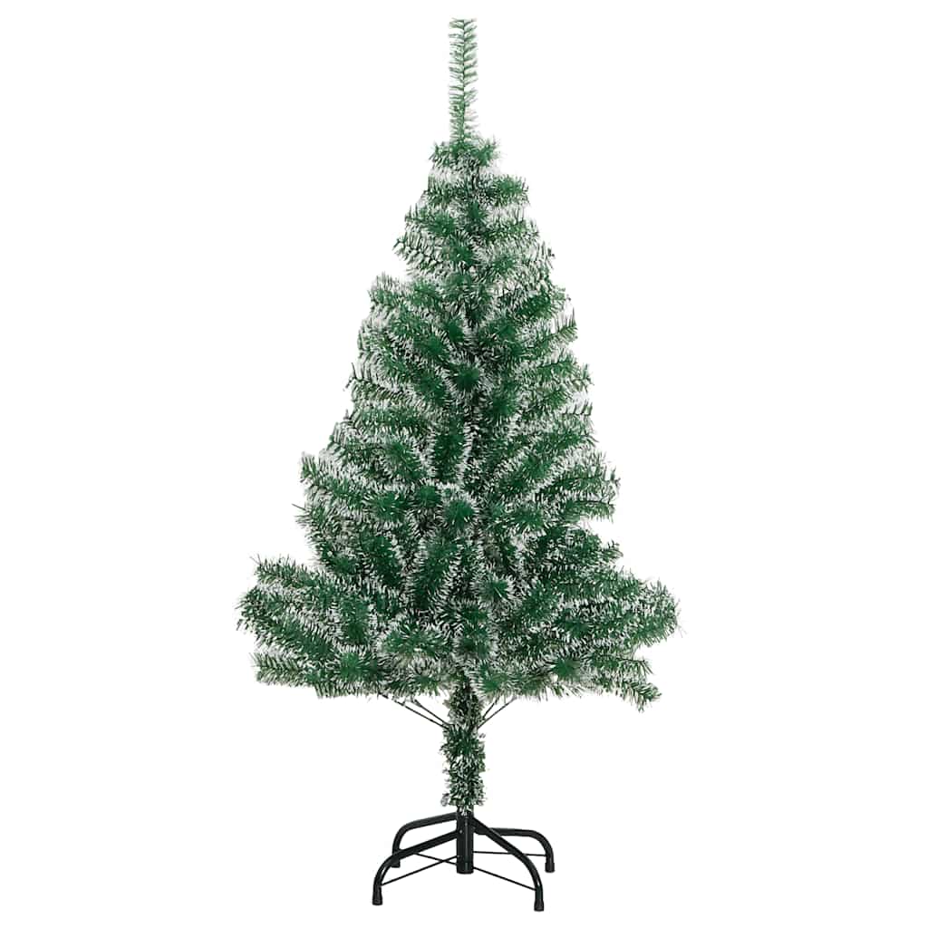kunstigt juletræ med 150 LED'er + sne og kuglesæt 120 cm