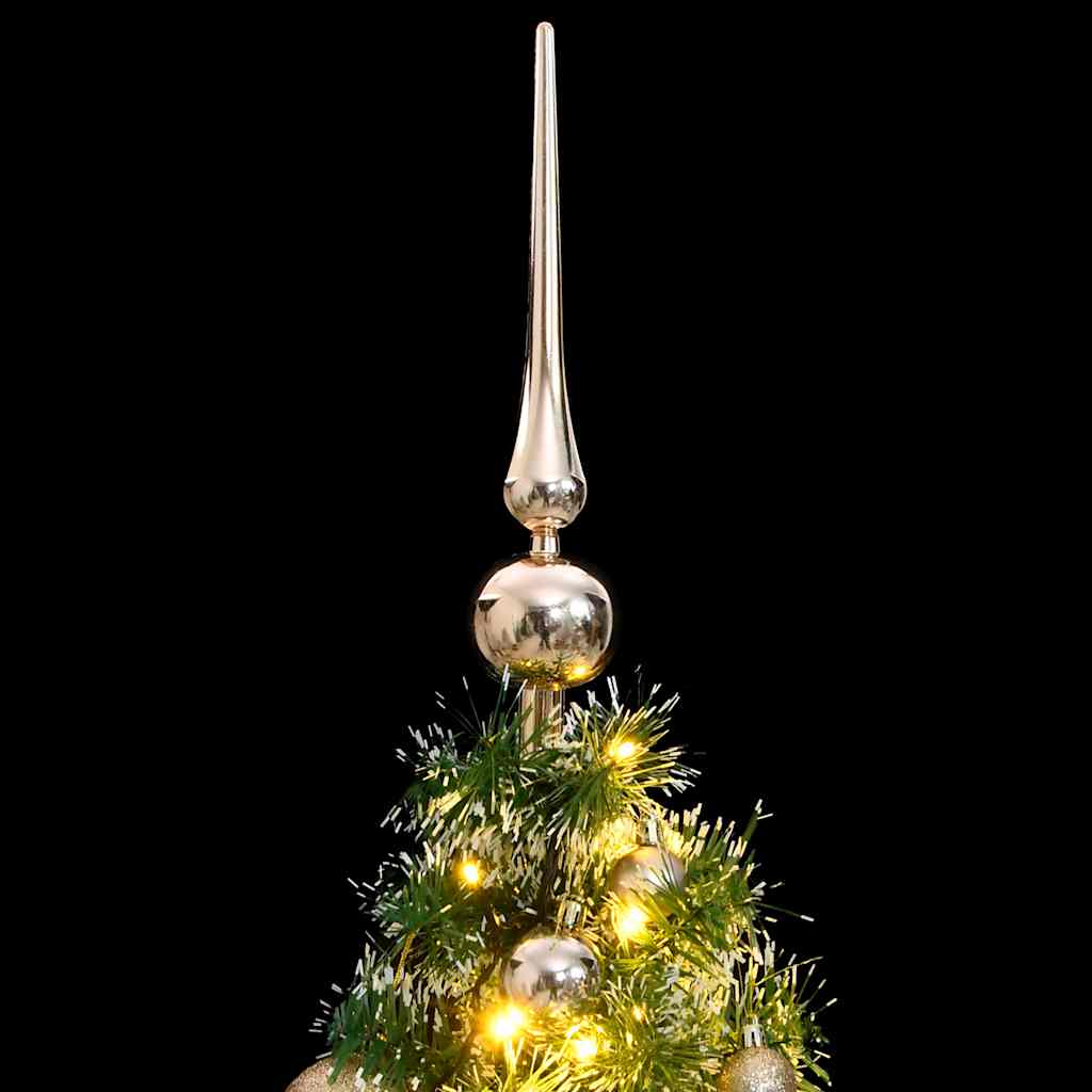 kunstigt juletræ med sne + kuglesæt og 150 LED'er 150 cm