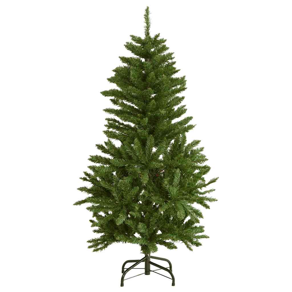 kunstigt juletræ 150 LED'er og kuglesæt hængslet 150 cm