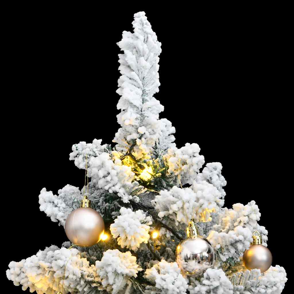kunstigt juletræ 150 LED'er og kuglesæt hængslet 150 cm