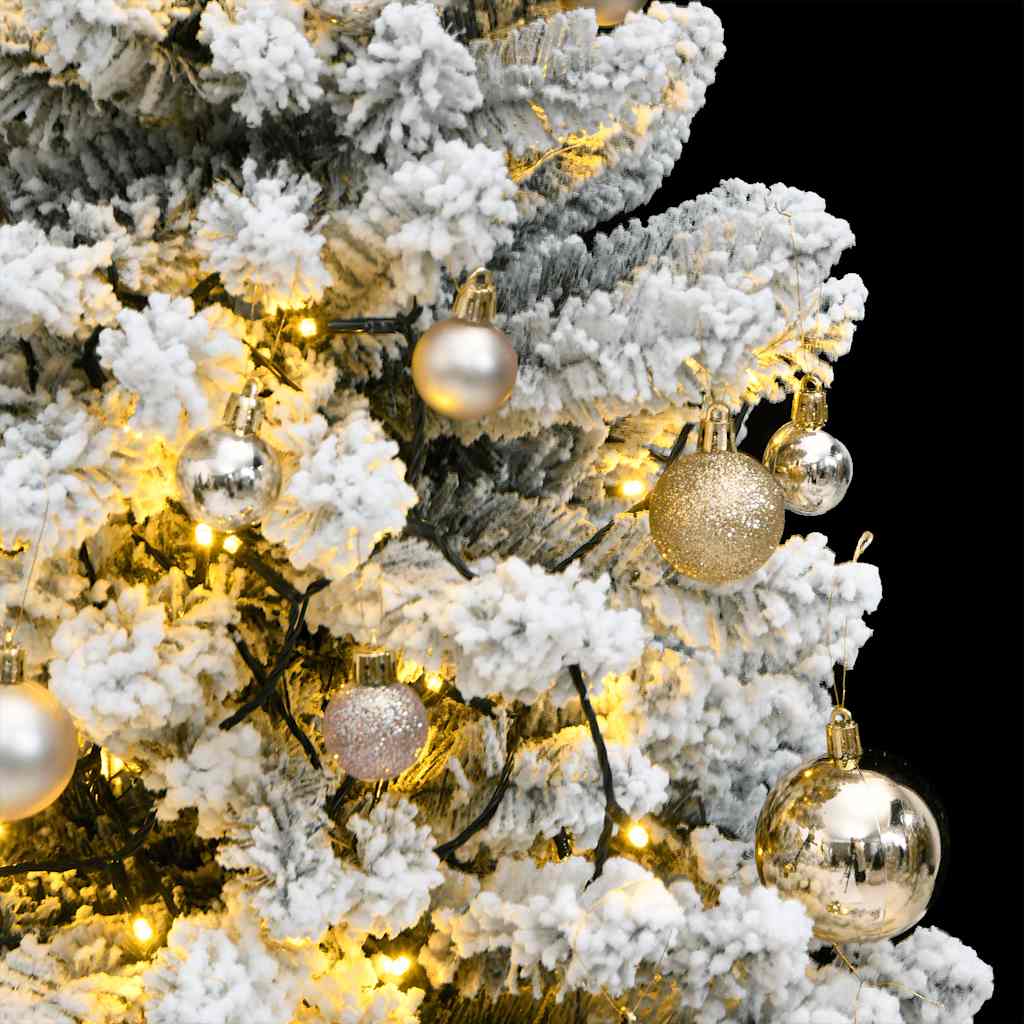 kunstigt juletræ 150 LED'er og kuglesæt hængslet 150 cm