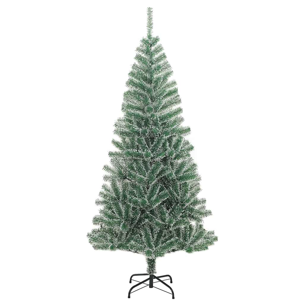 kunstigt juletræ med 300 LED'er + sne og kuglesæt 210 cm