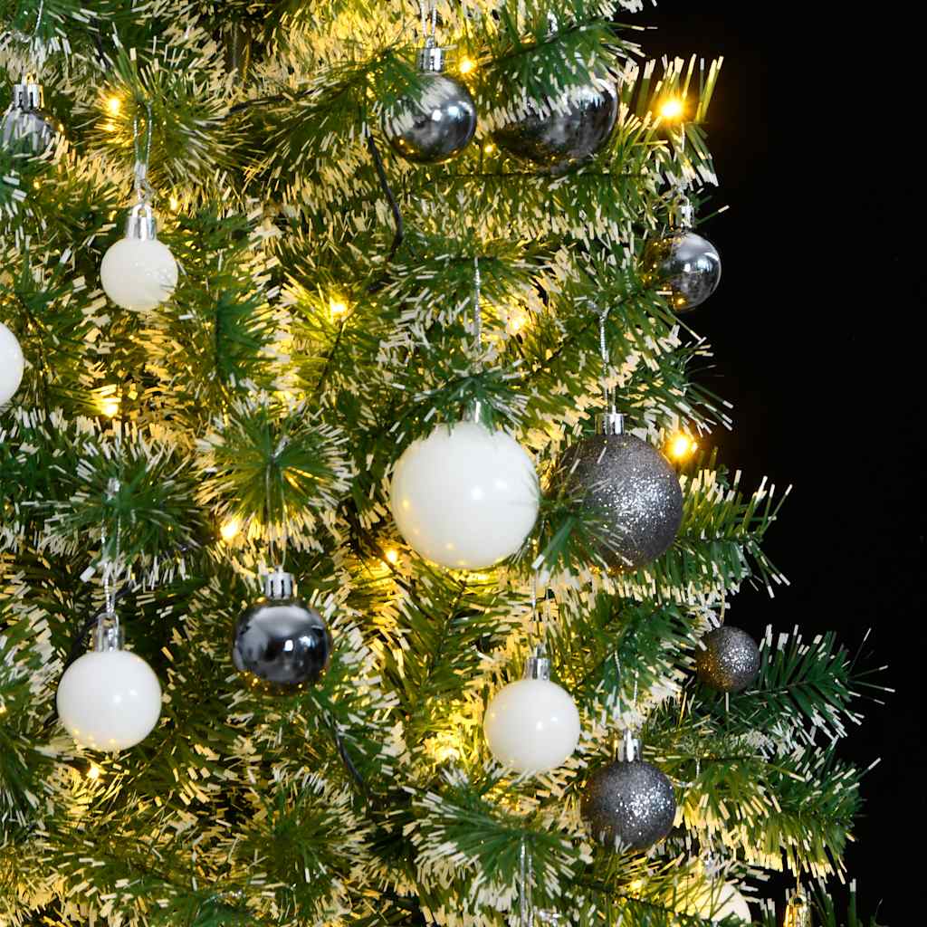 kunstigt juletræ med 300 LED'er + sne og kuglesæt 240 cm