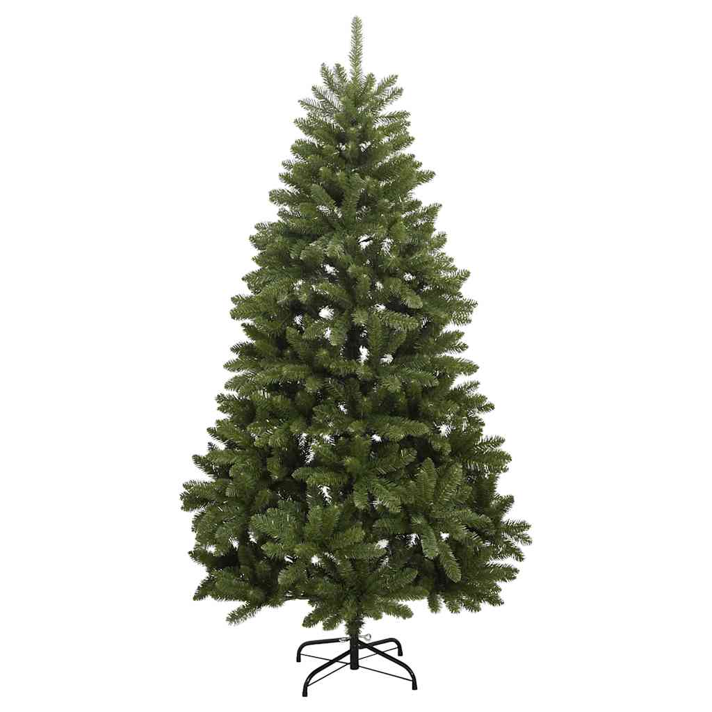 kunstigt juletræ 300 LED'er og kuglesæt hængslet 210 cm