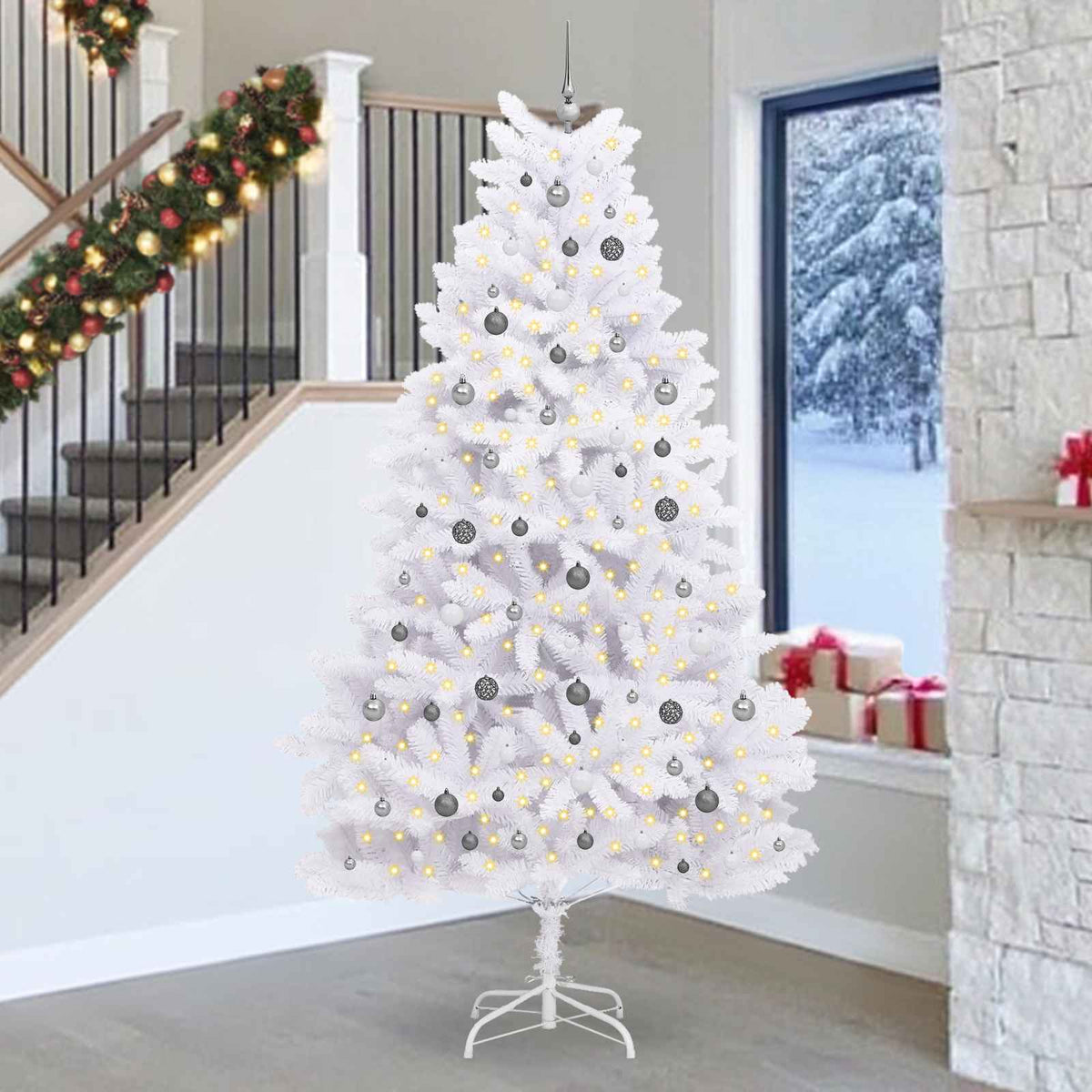 Kunstigt juletræ 270 cm PVC og Stål Hvid