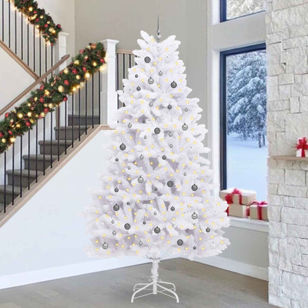 Kunstigt juletræ 300 cm PVC og Stål Hvid