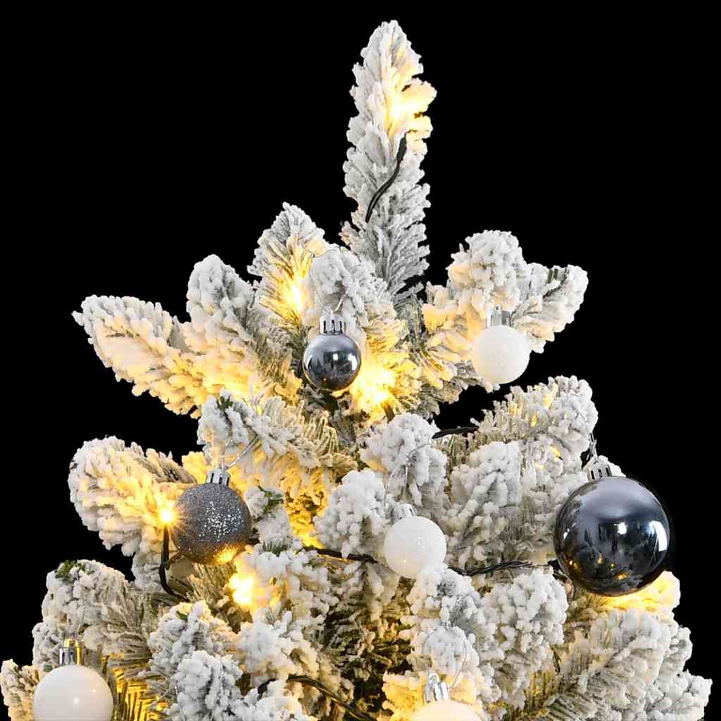 kunstigt juletræ 300 LED'er og kuglesæt hængslet 180 cm