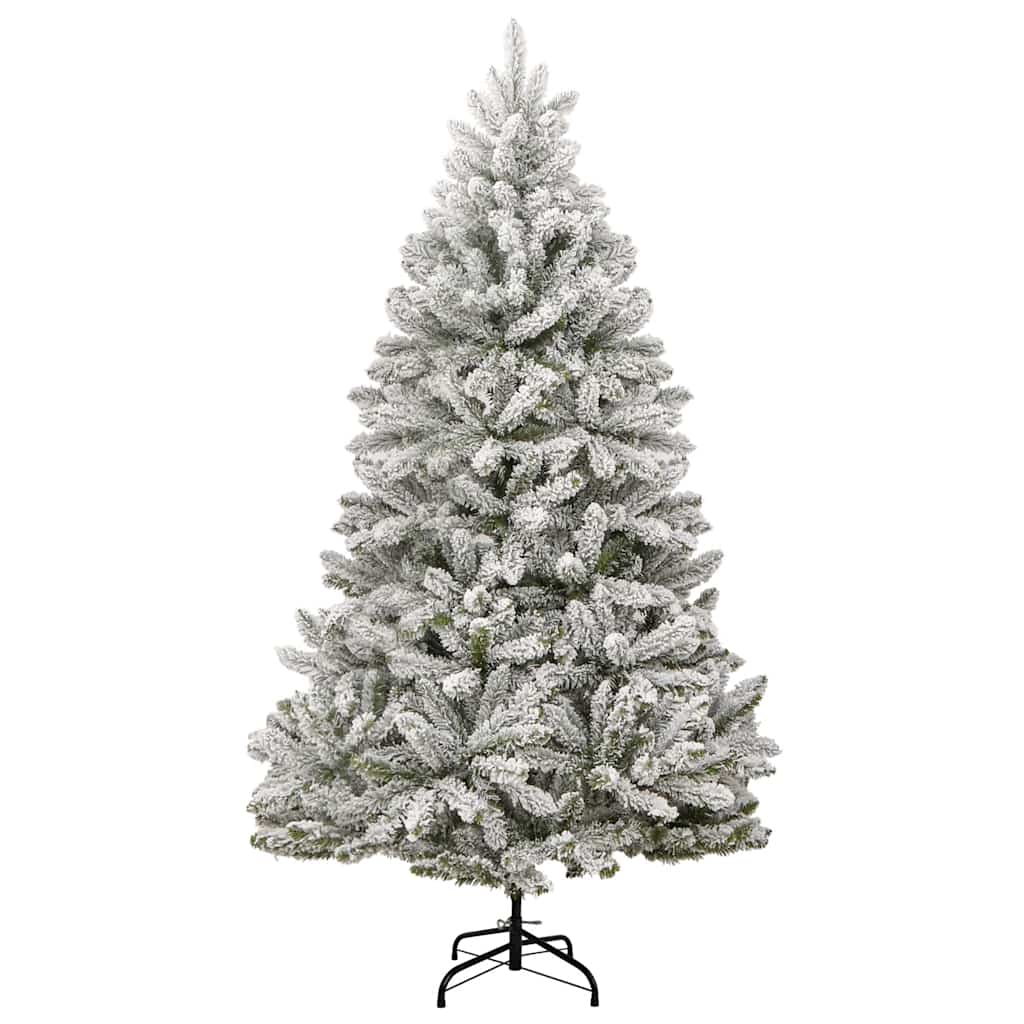 kunstigt juletræ 300 LED'er og kuglesæt hængslet 210 cm