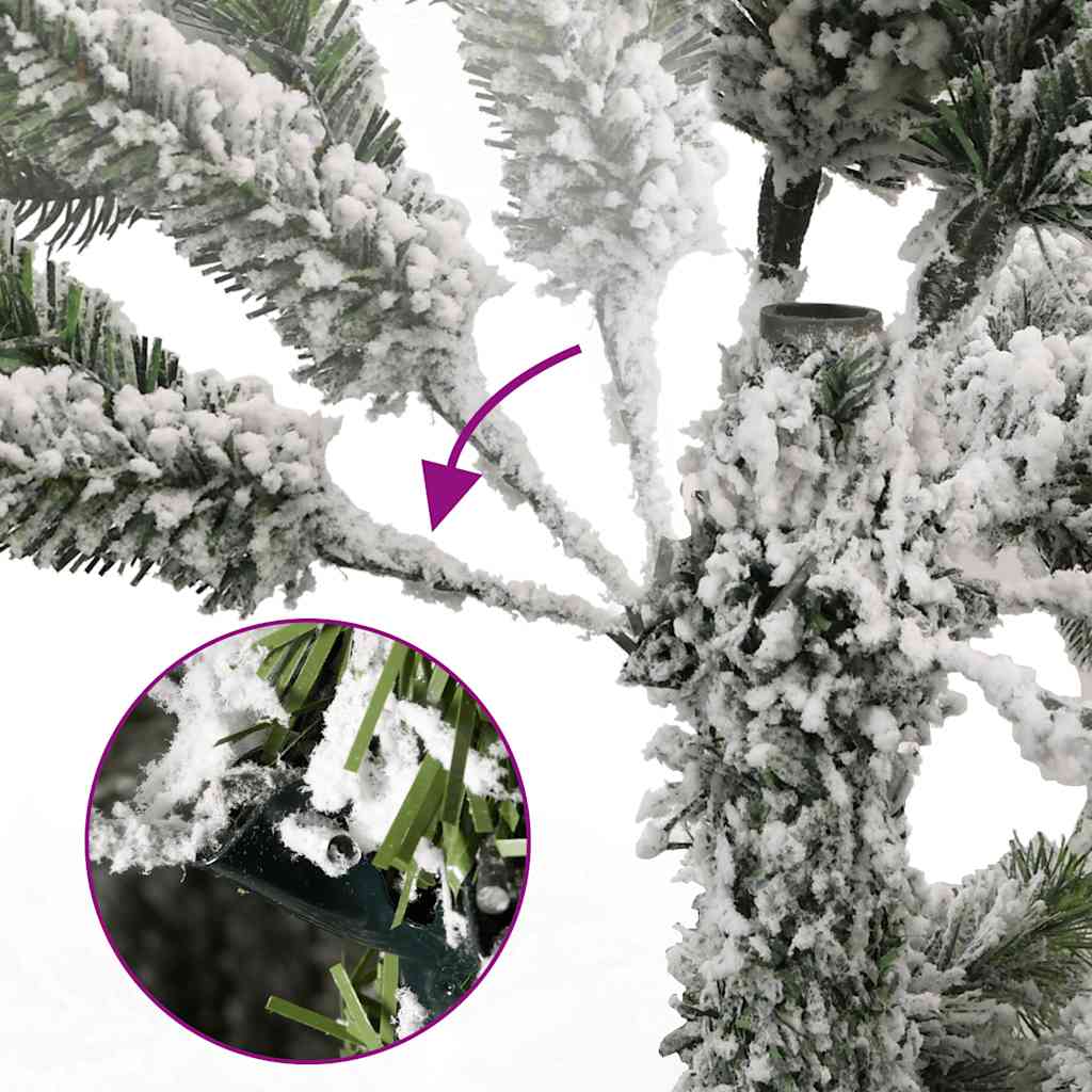 kunstigt juletræ 300 LED'er og kuglesæt hængslet 210 cm
