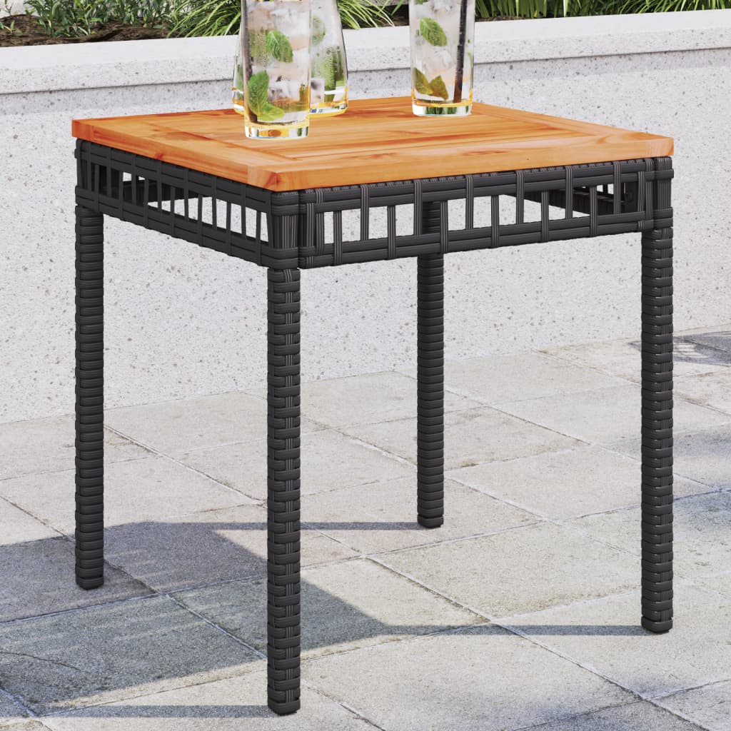 havebord 38x38x42 cm polyrattan og akacietræ sort