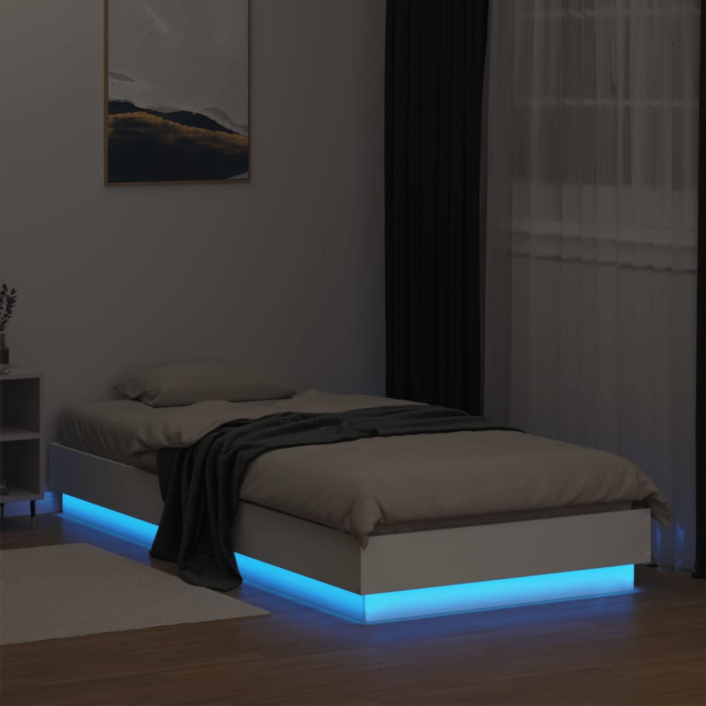 sengeramme med LED-lys 100x200 cm hvid