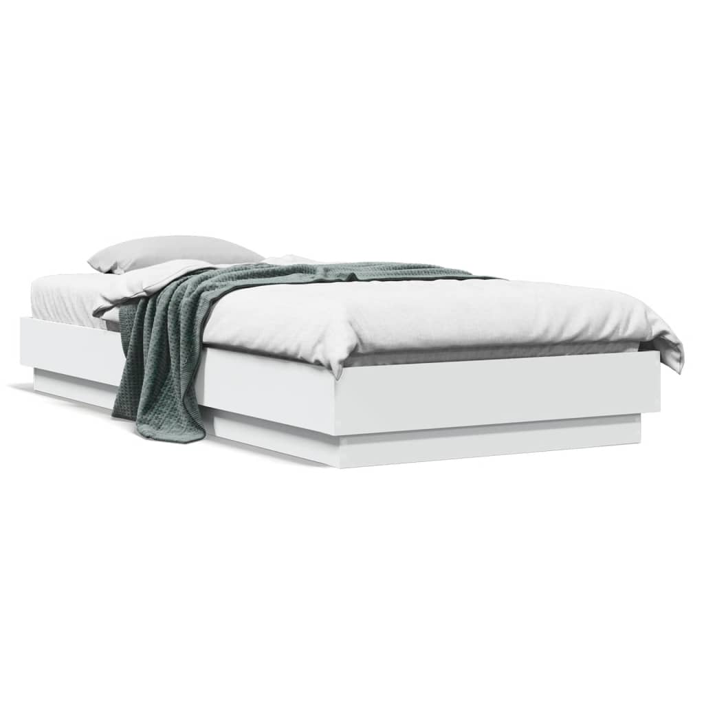 sengeramme med LED-lys 100x200 cm hvid