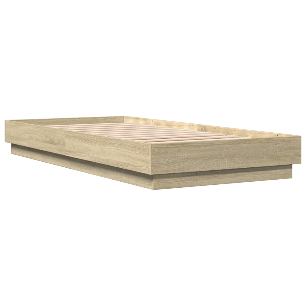 sengeramme med LED-lys 100x200 cm sonoma-eg