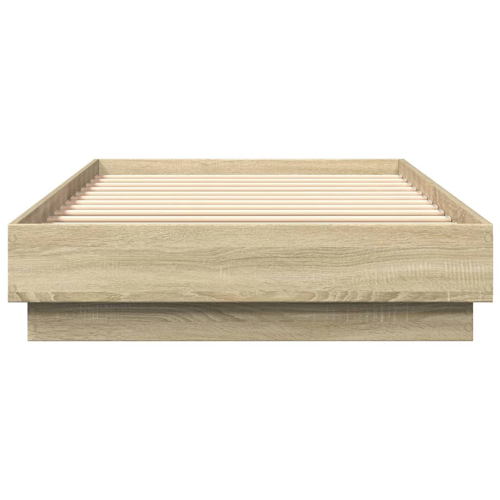 sengeramme med LED-lys 100x200 cm sonoma-eg