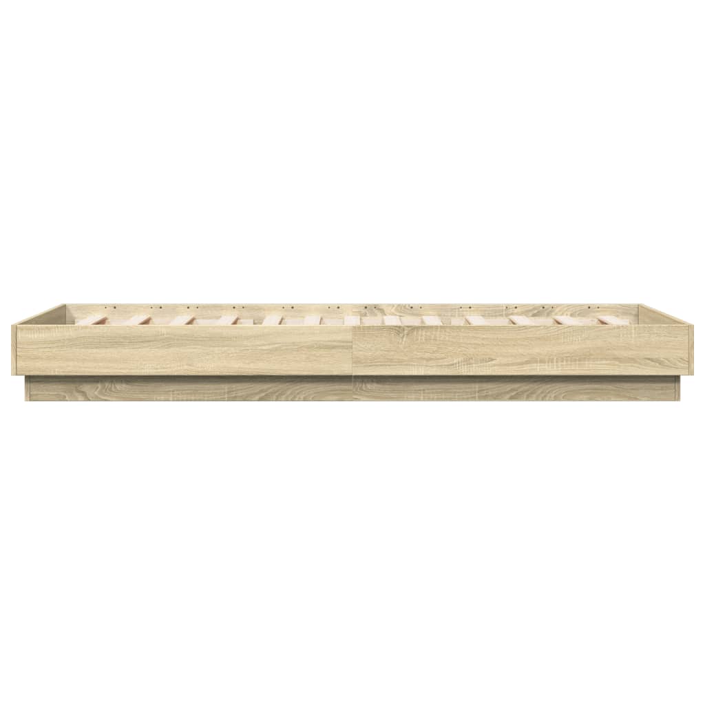 sengeramme med LED-lys 100x200 cm sonoma-eg