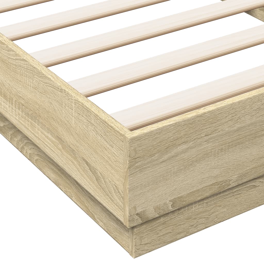 sengeramme med LED-lys 100x200 cm sonoma-eg