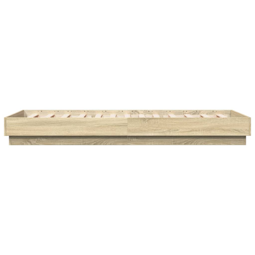 sengeramme med LED-lys 90x200 cm sonoma-eg
