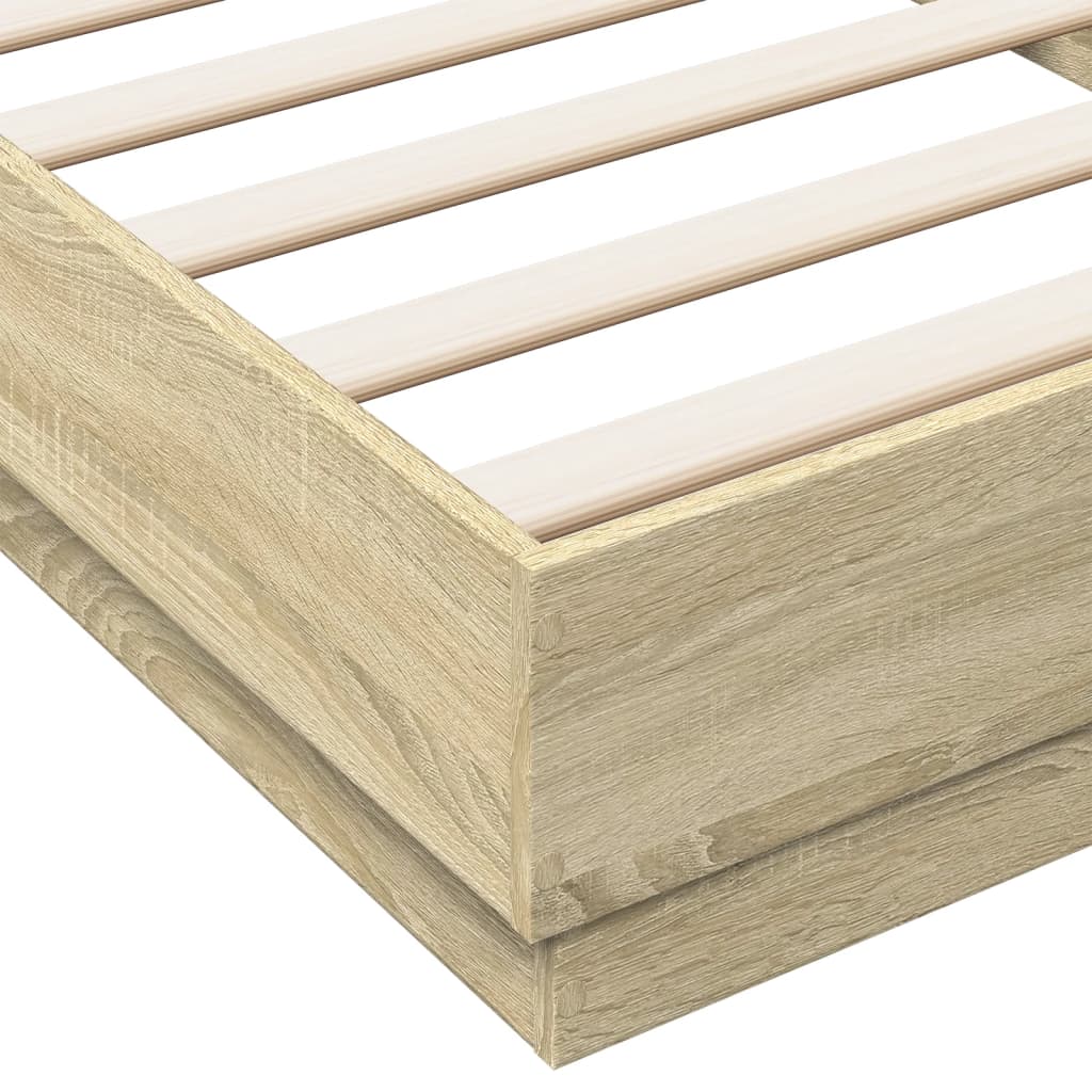 sengeramme med LED-lys 90x200 cm sonoma-eg