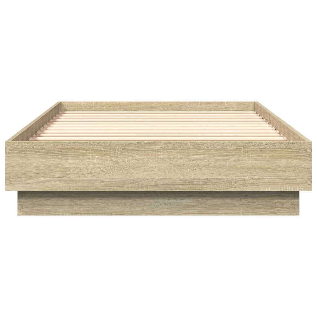 sengeramme med LED-lys 90x190 cm sonoma-eg