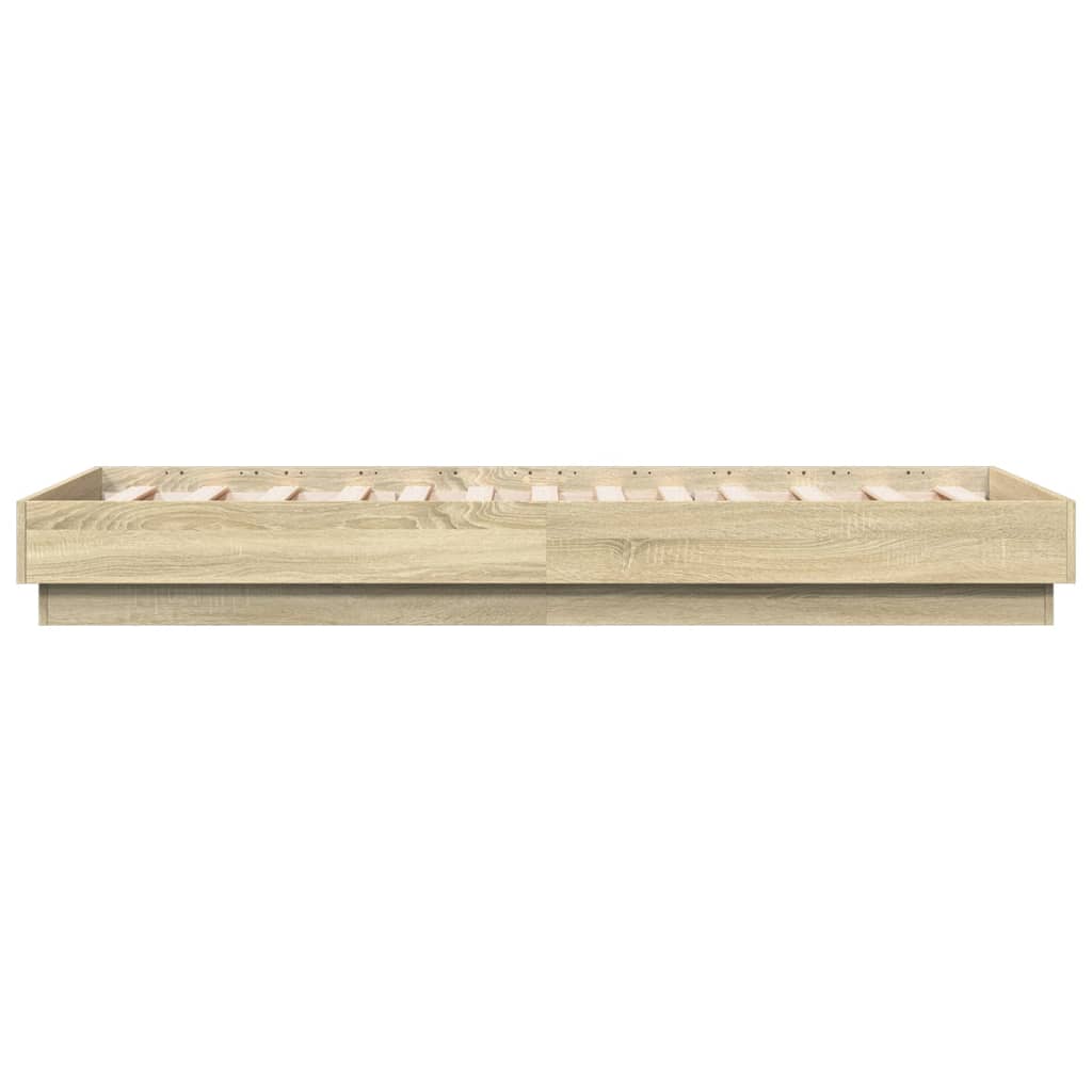 sengeramme med LED-lys 90x190 cm sonoma-eg