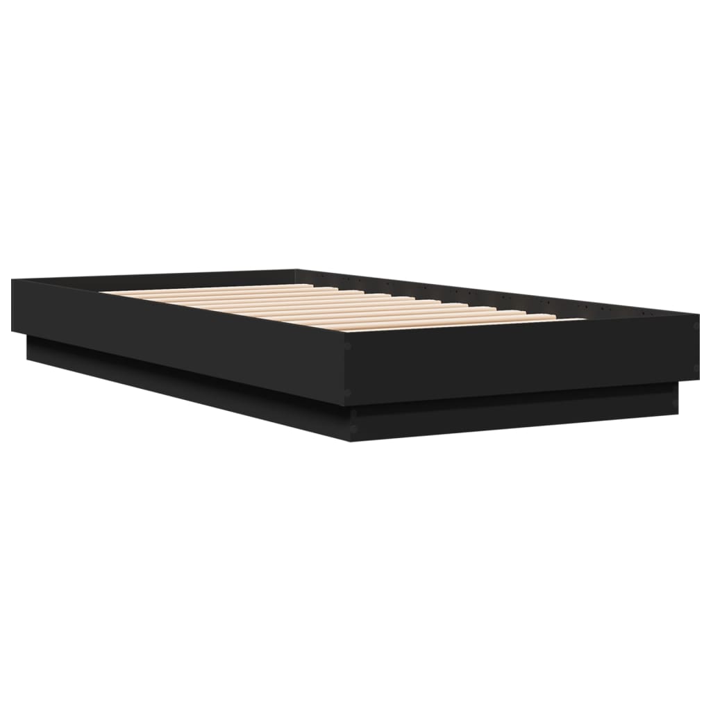sengeramme med LED-lys 75x190 cm sort