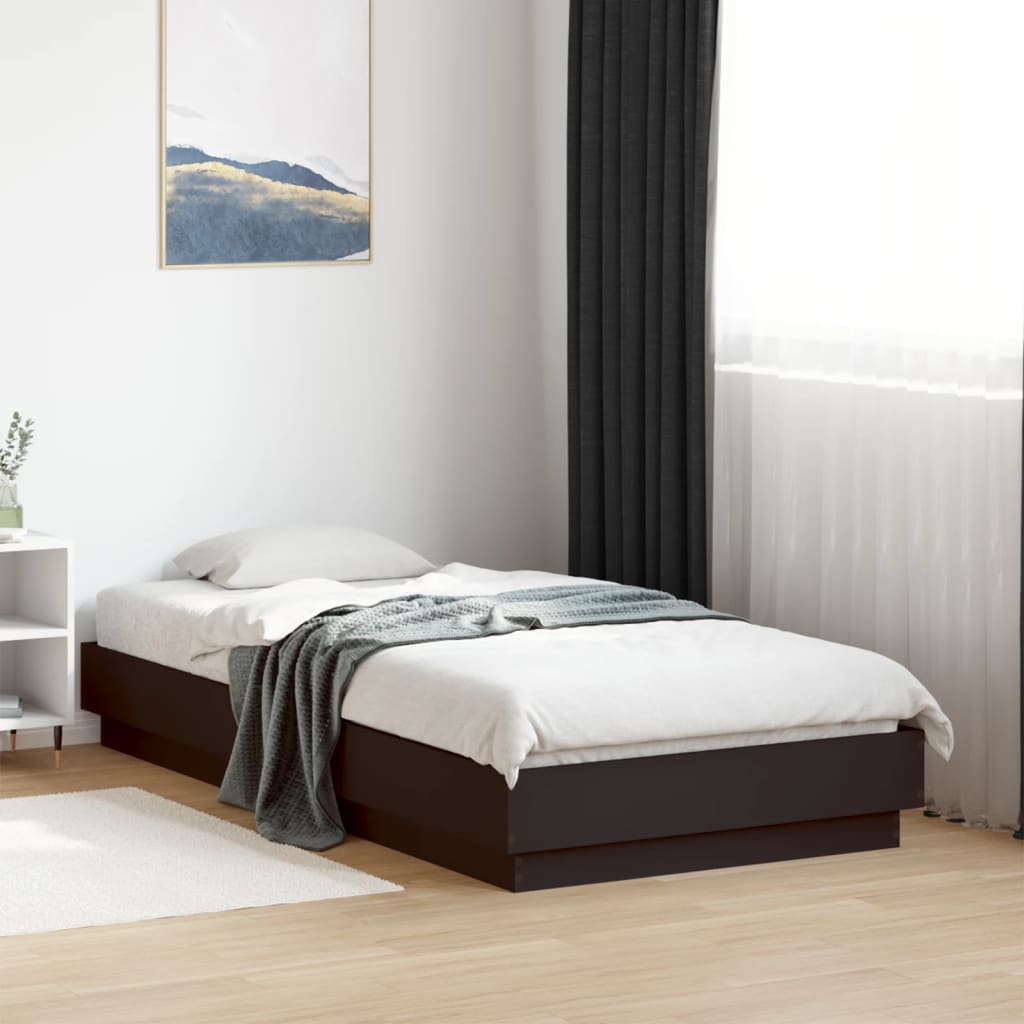 sengeramme med LED-lys 75x190 cm sort