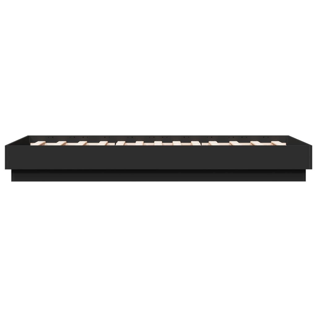sengeramme med LED-lys 75x190 cm sort