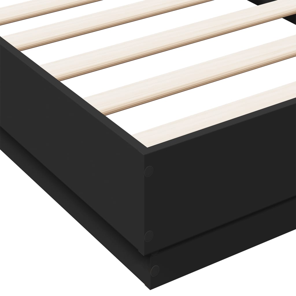 sengeramme med LED-lys 75x190 cm sort