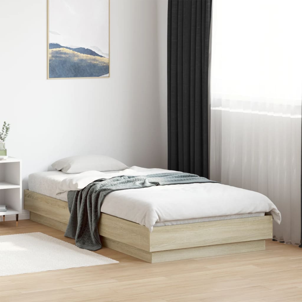 sengeramme med LED-lys 75x190 cm sonoma-eg