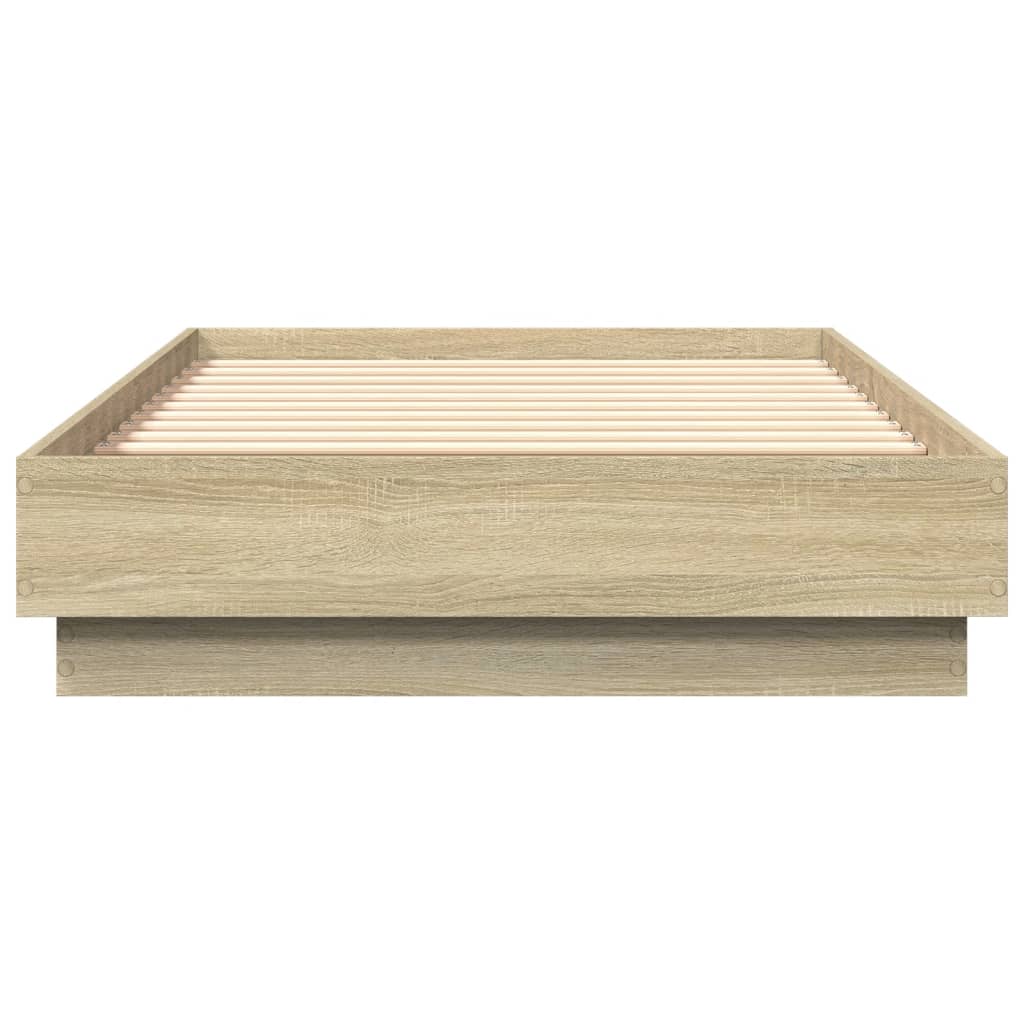 sengeramme med LED-lys 75x190 cm sonoma-eg