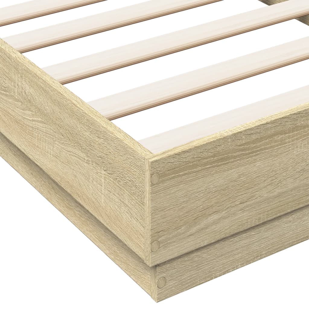 sengeramme med LED-lys 75x190 cm sonoma-eg