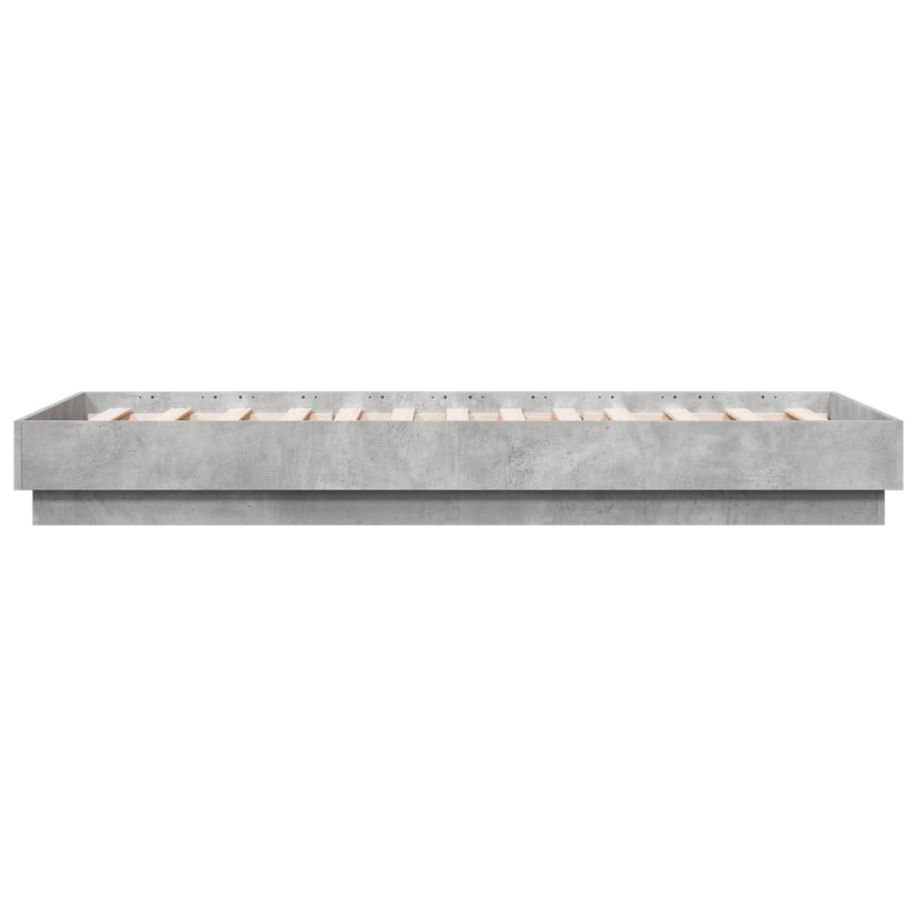 sengeramme med LED-lys 75x190 cm betongrå