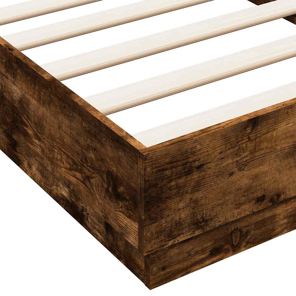 sengeramme med LED-lys 75x190 cm røget egetræ