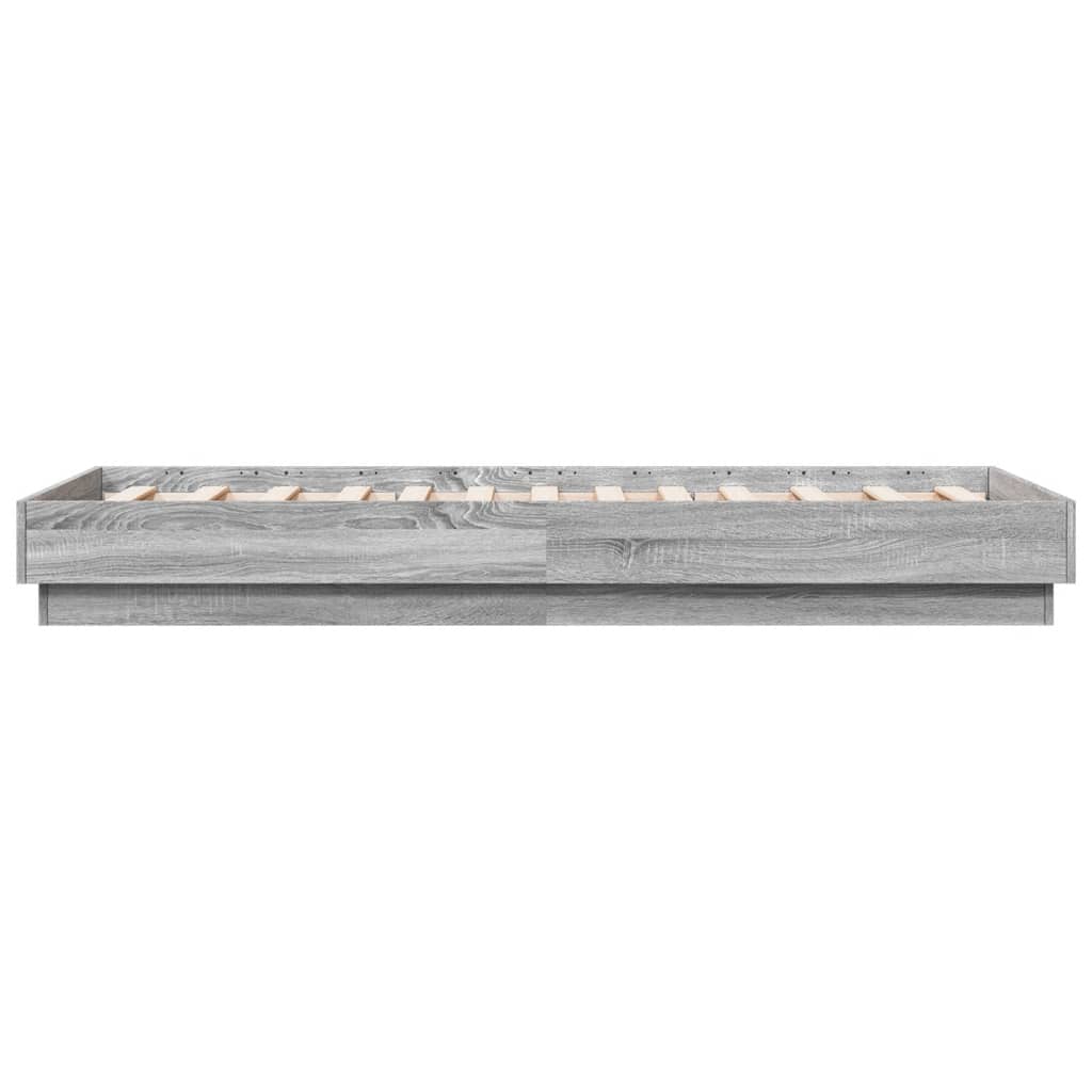 sengeramme med LED-lys 75x190 cm grå sonoma-eg