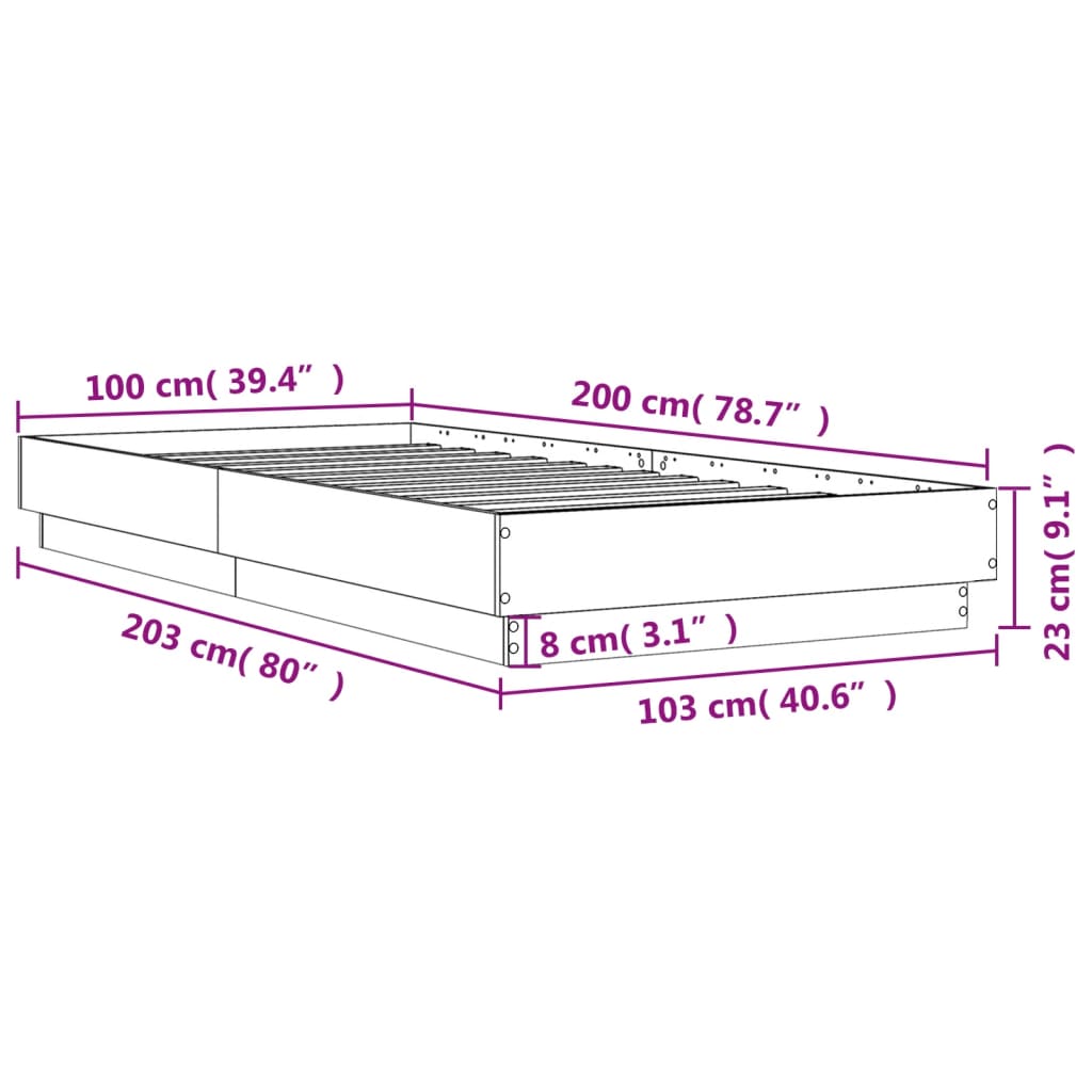 sengeramme 100x200 cm konstrueret træ sort