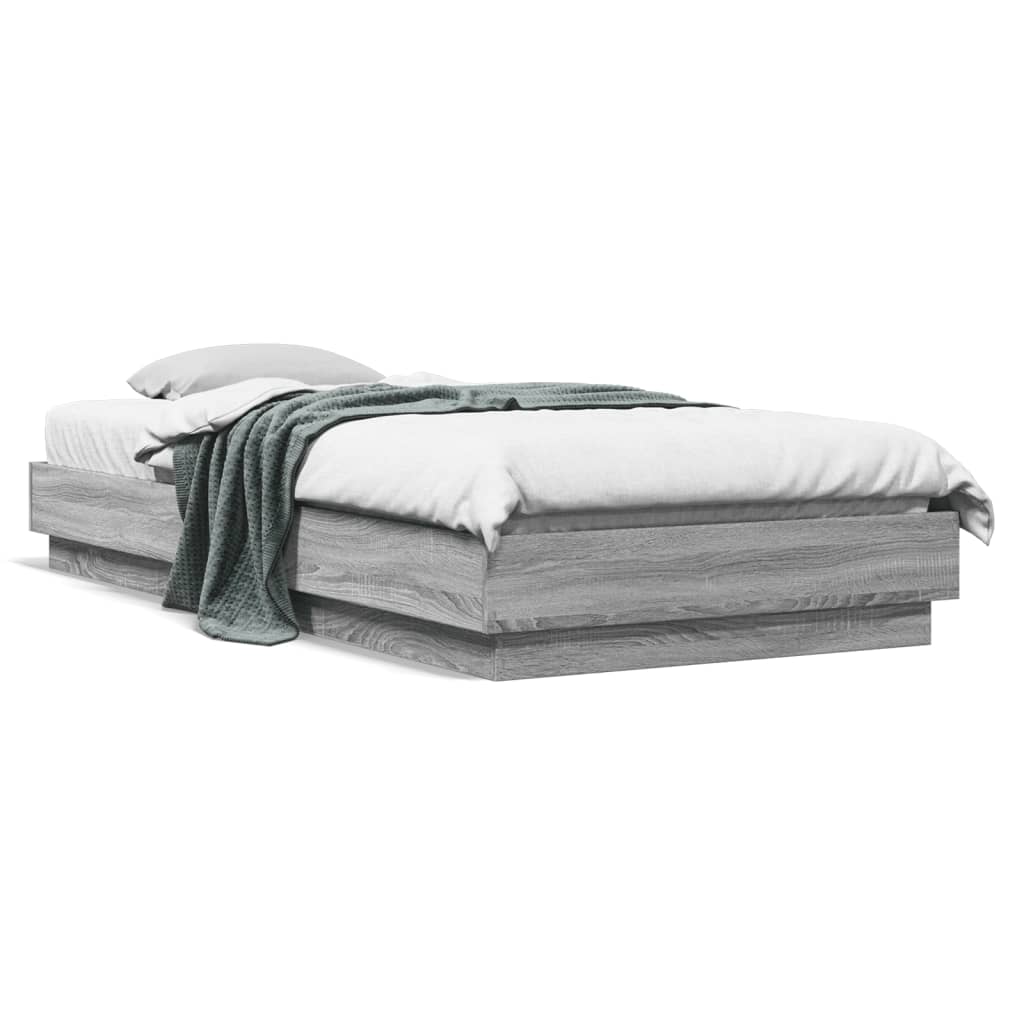 sengeramme 90x200 cm konstrueret træ grå sonoma-eg
