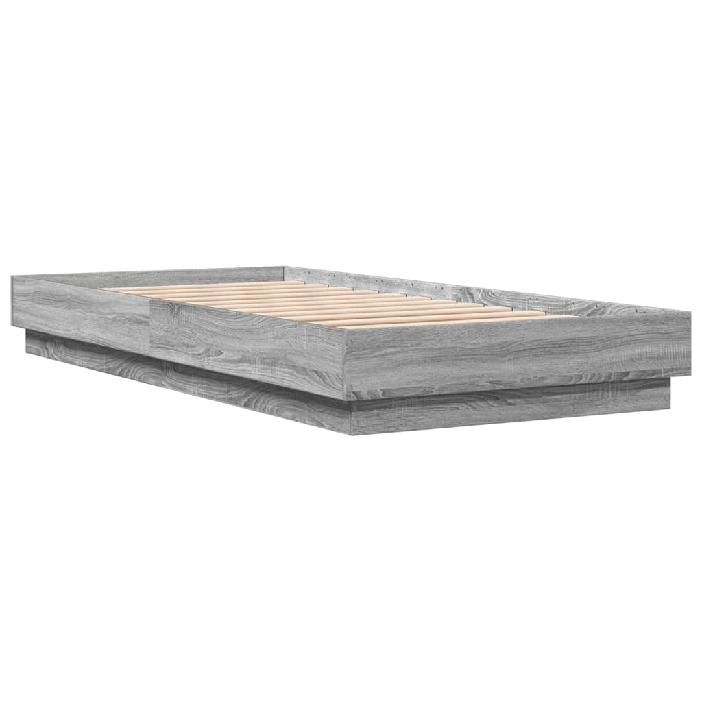 sengeramme 90x200 cm konstrueret træ grå sonoma-eg