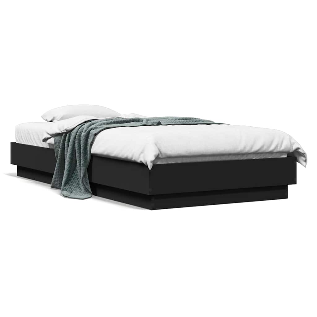 sengeramme 90x190 cm konstrueret træ sort