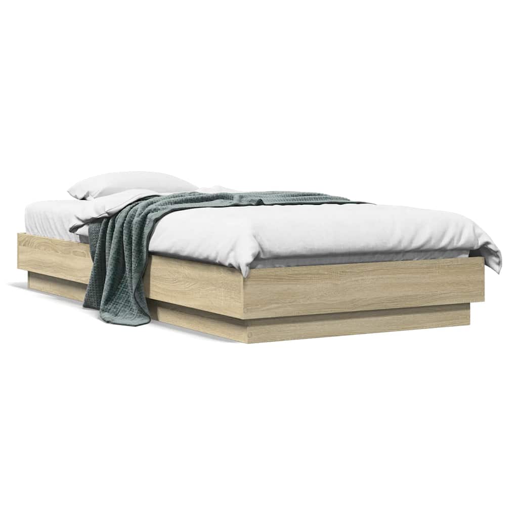sengeramme 90x190 cm uden madras konstrueret træ sonoma-eg