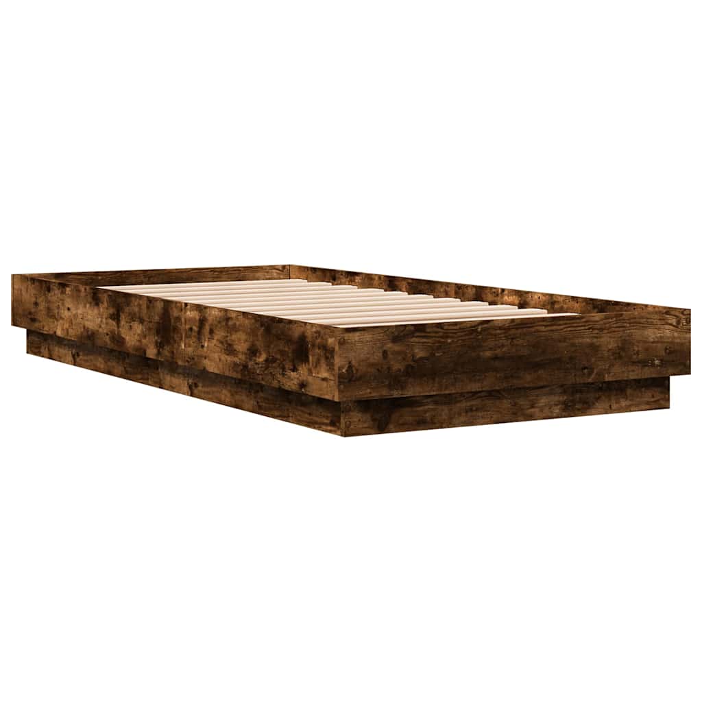 sengeramme 90x190 cm uden madras konstrueret træ røget eg