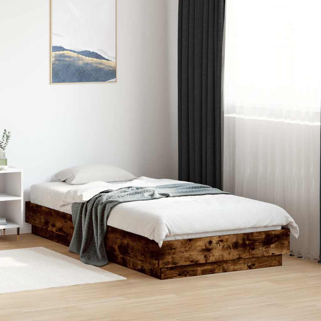 sengeramme 90x190 cm uden madras konstrueret træ røget eg