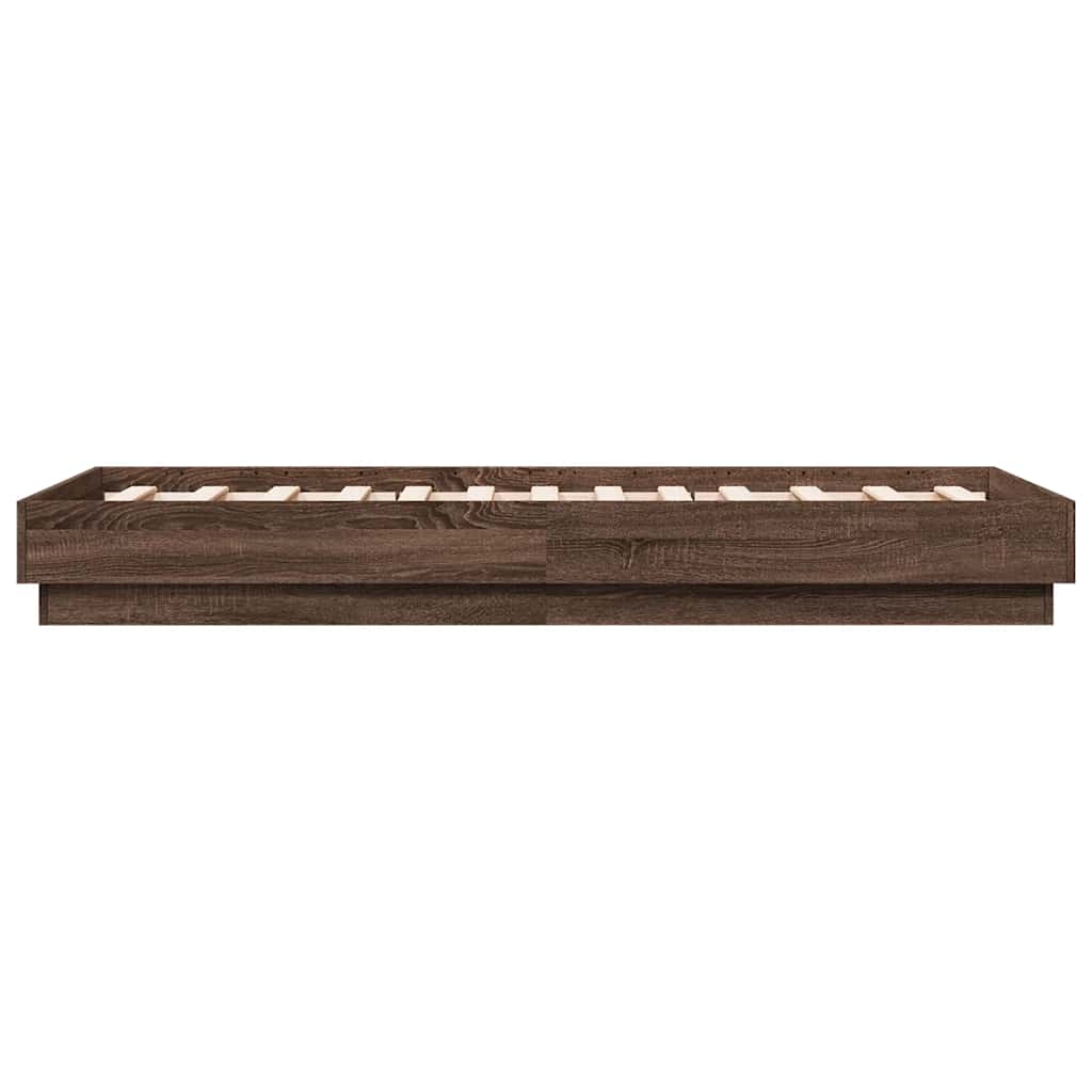 sengeramme 90x190 cm uden madras konstrueret træ brunt eg