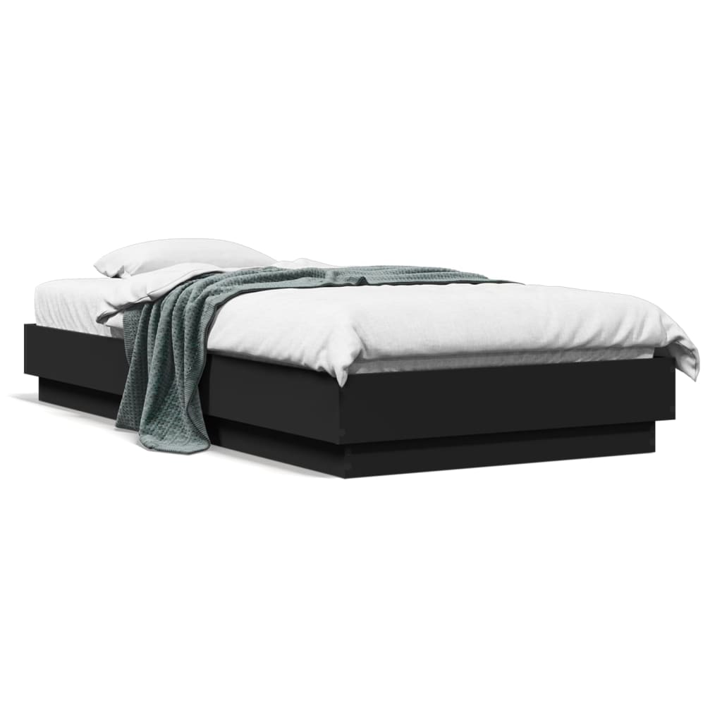 sengeramme 75x190 cm konstrueret træ sort