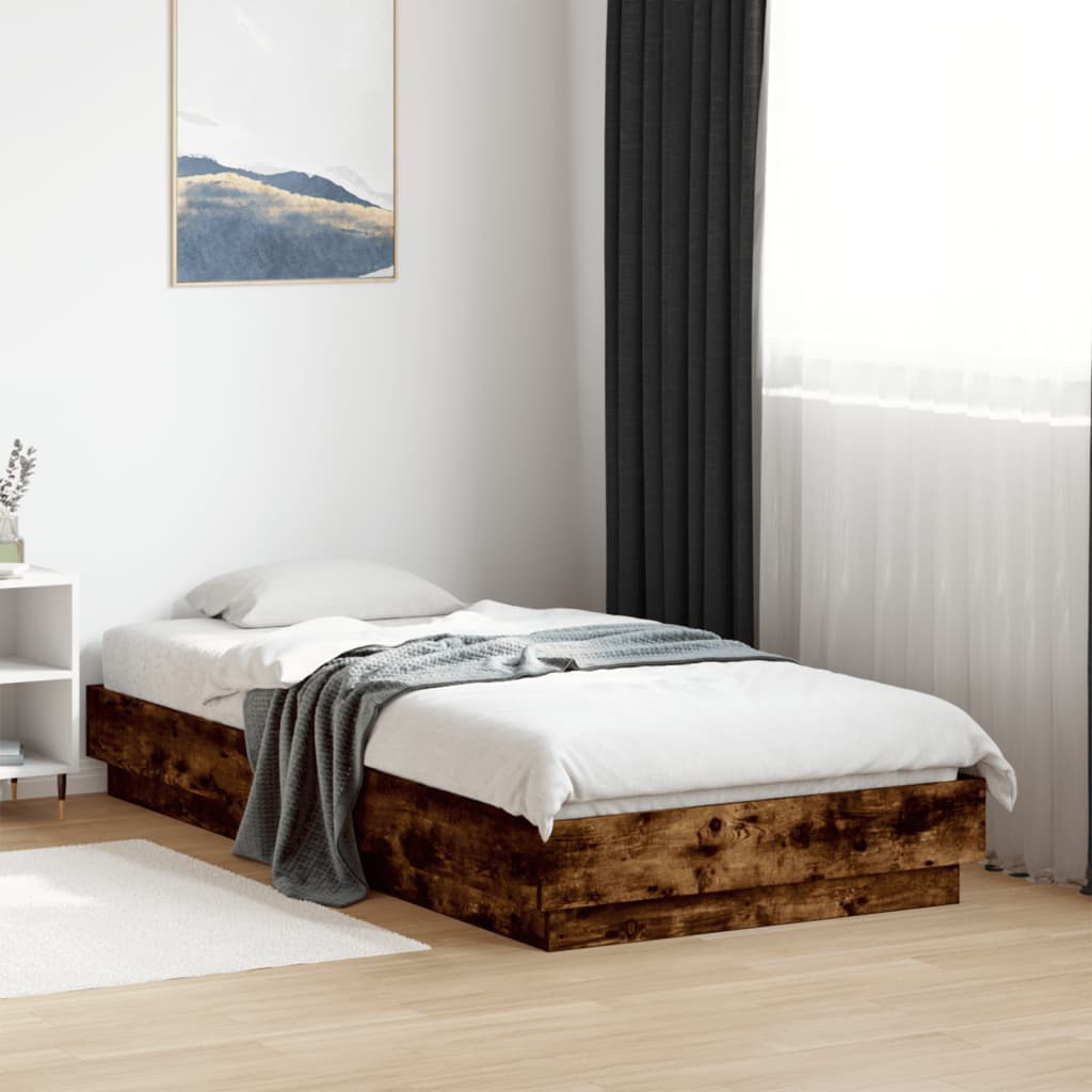 sengeramme 75x190 cm uden madras konstrueret træ røget eg