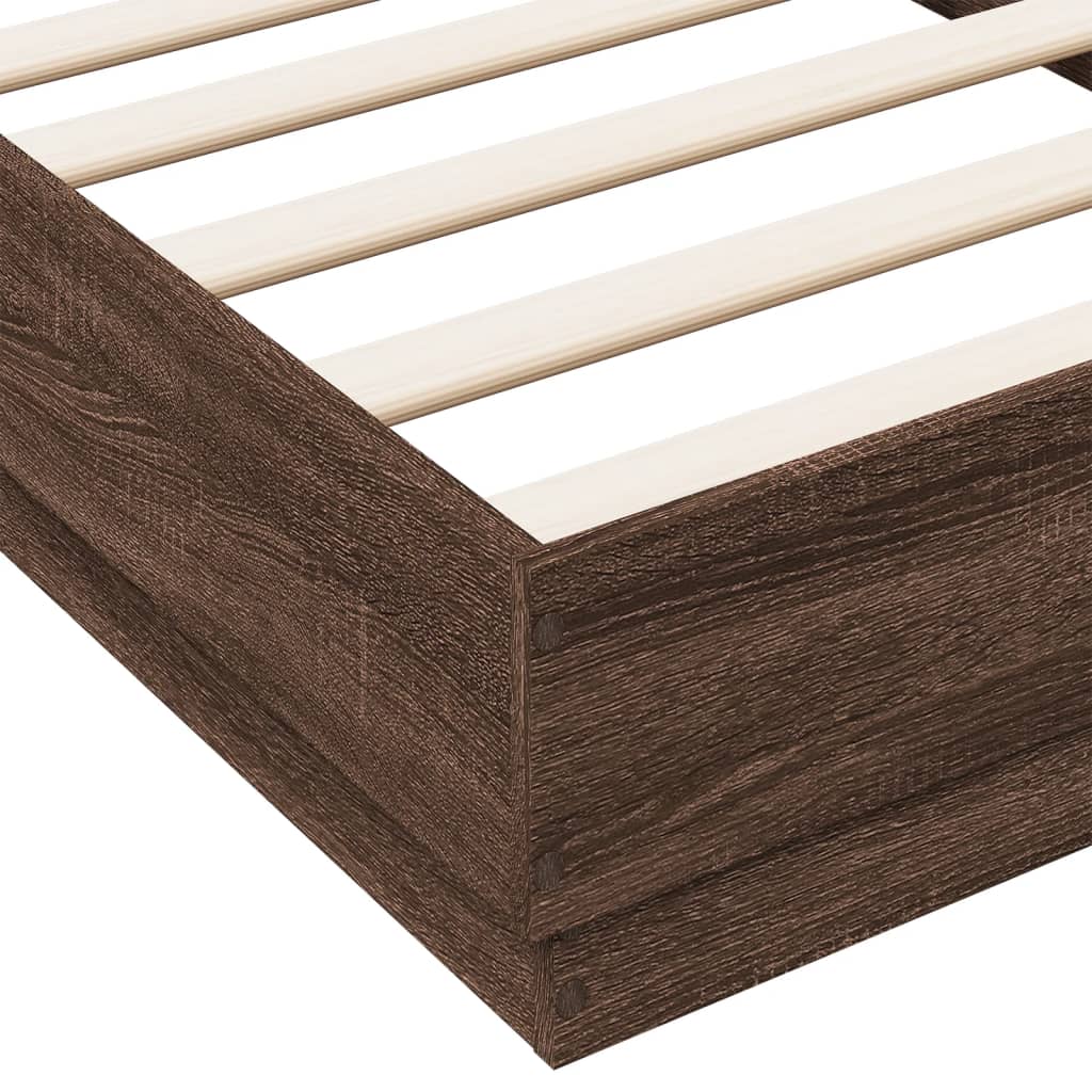 sengeramme 75x190 cm uden madras konstrueret træ brunt eg