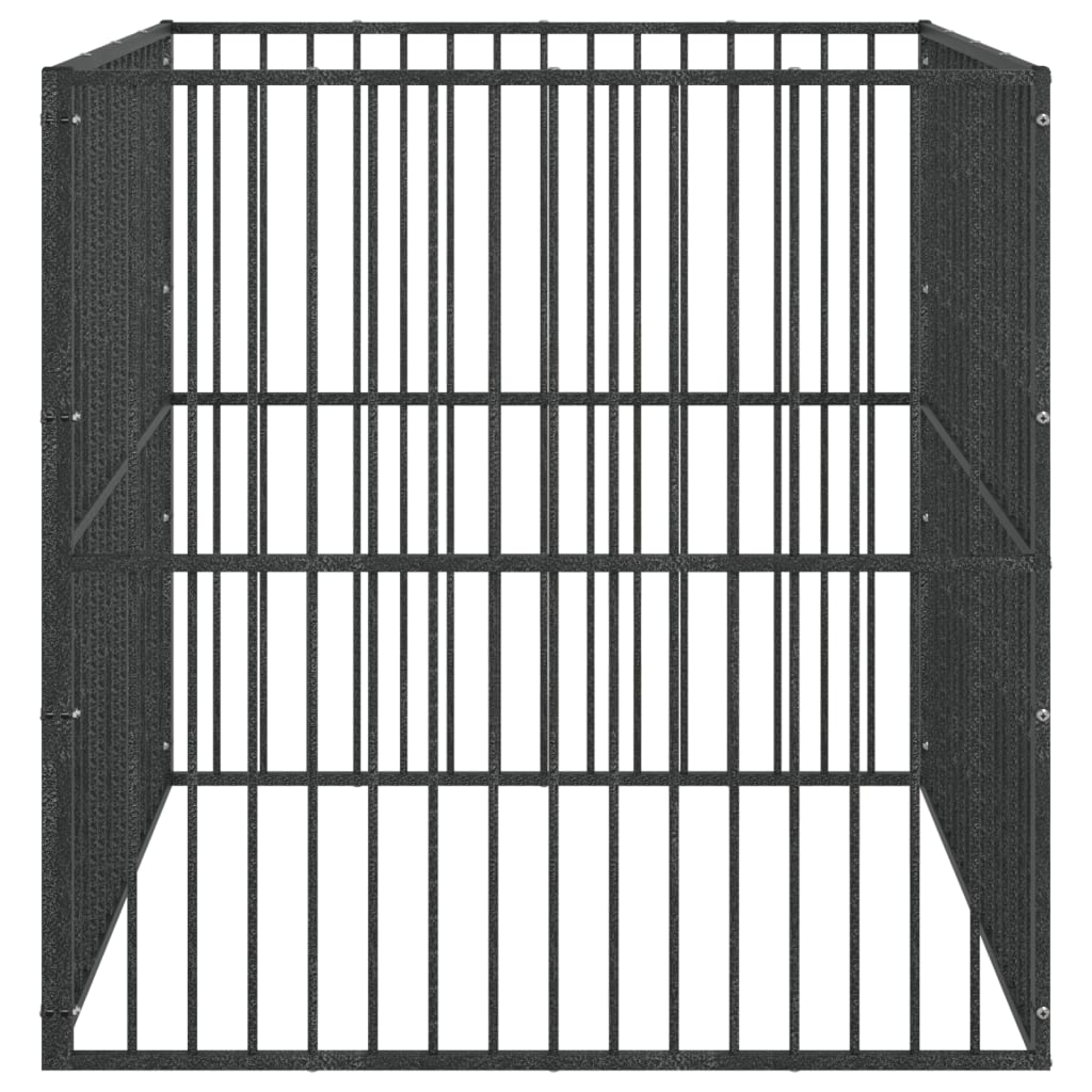 hundegård 4 paneler galvaniseret stål sort