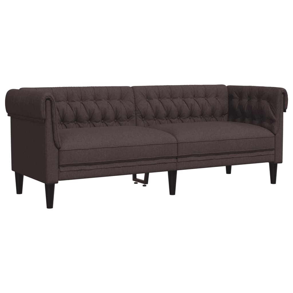 sofasæt 3 dele stof mørkebrun