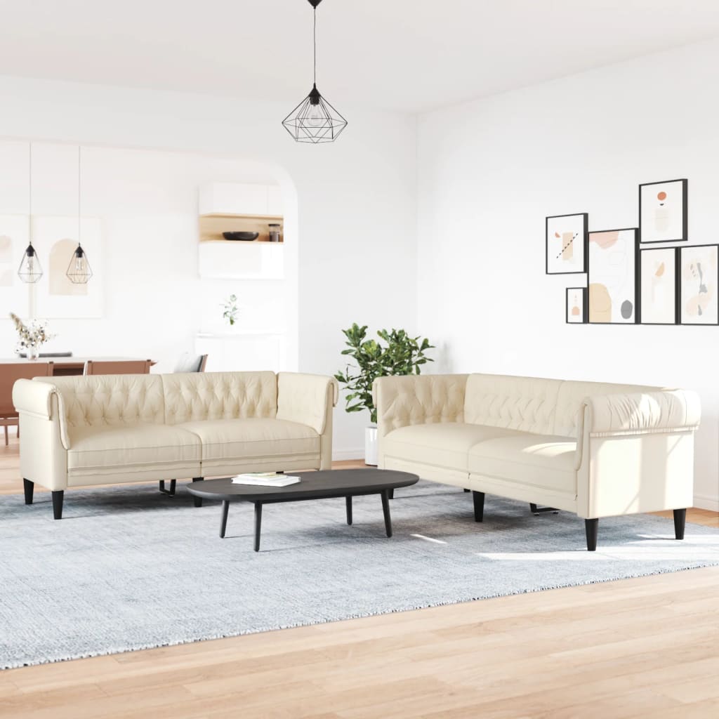 sofasæt 2 dele stof cremefarvet