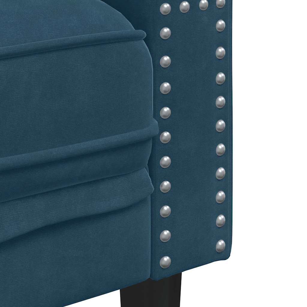 3-personers Chesterfield-sofasæt med puder fløjl blå